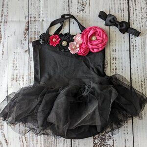 Baby Girl Tank Tutu Dress Black and Pink Size 6-12